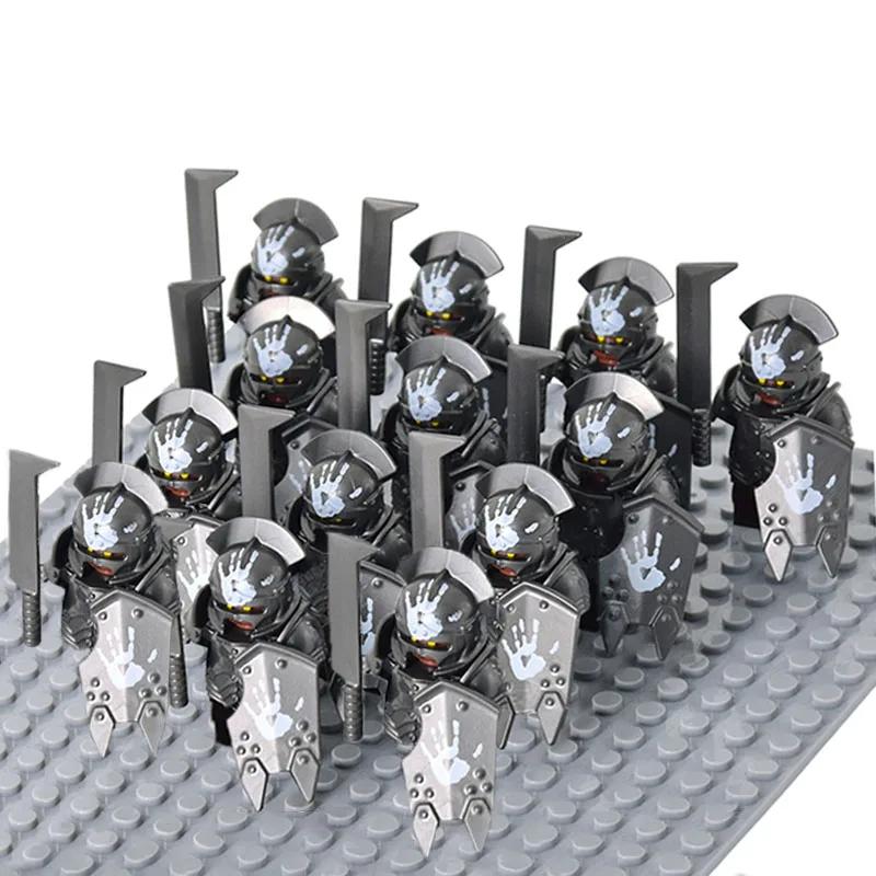 13Pcs Mini Gondor Battle Spearman Body Gurad Infantry VS Roman Solider Eomer Rohan Warriorr Figures Blocks Set Toys for Kids