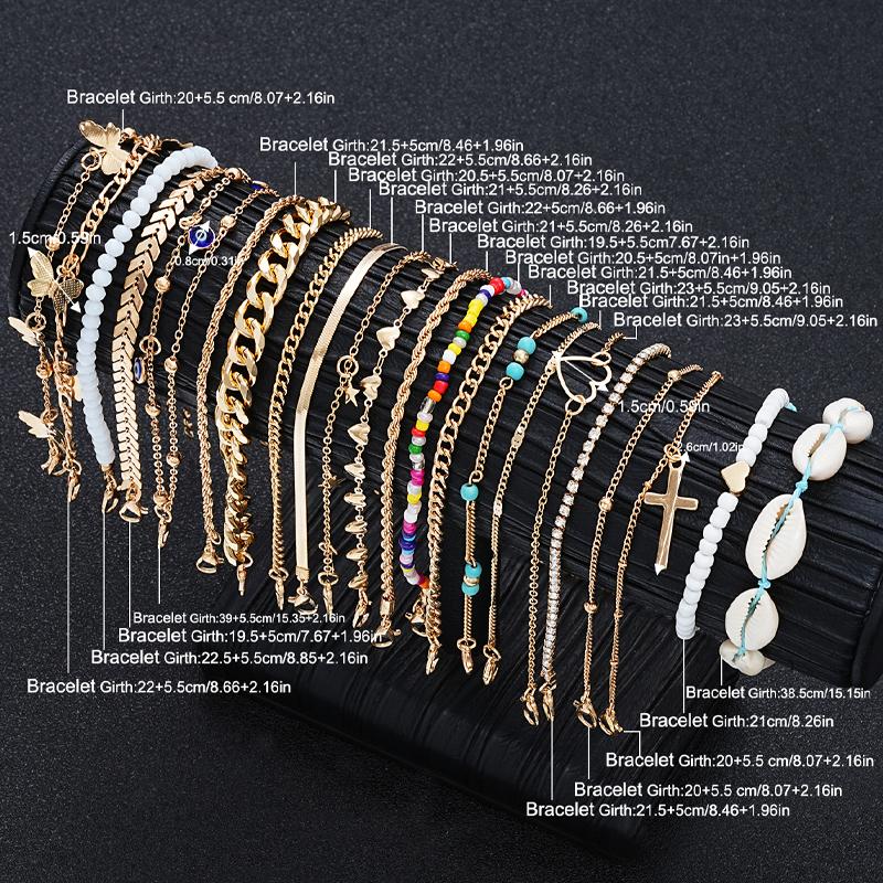 22 Pcs Minimalist Love Butterfly Shell Rhinestone Bead Anklet Set For Women Summer Beach Boho Anklets Fashion Jewelry Gifts 2026