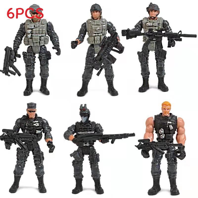 Set di Figure Militari con Soldati di Polizia Articolati e Armi per Collezionisti