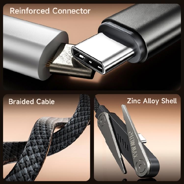 Zincs Alloy Type C Charging Cable 240W Output With Flexible 1.5m Length For Convenience