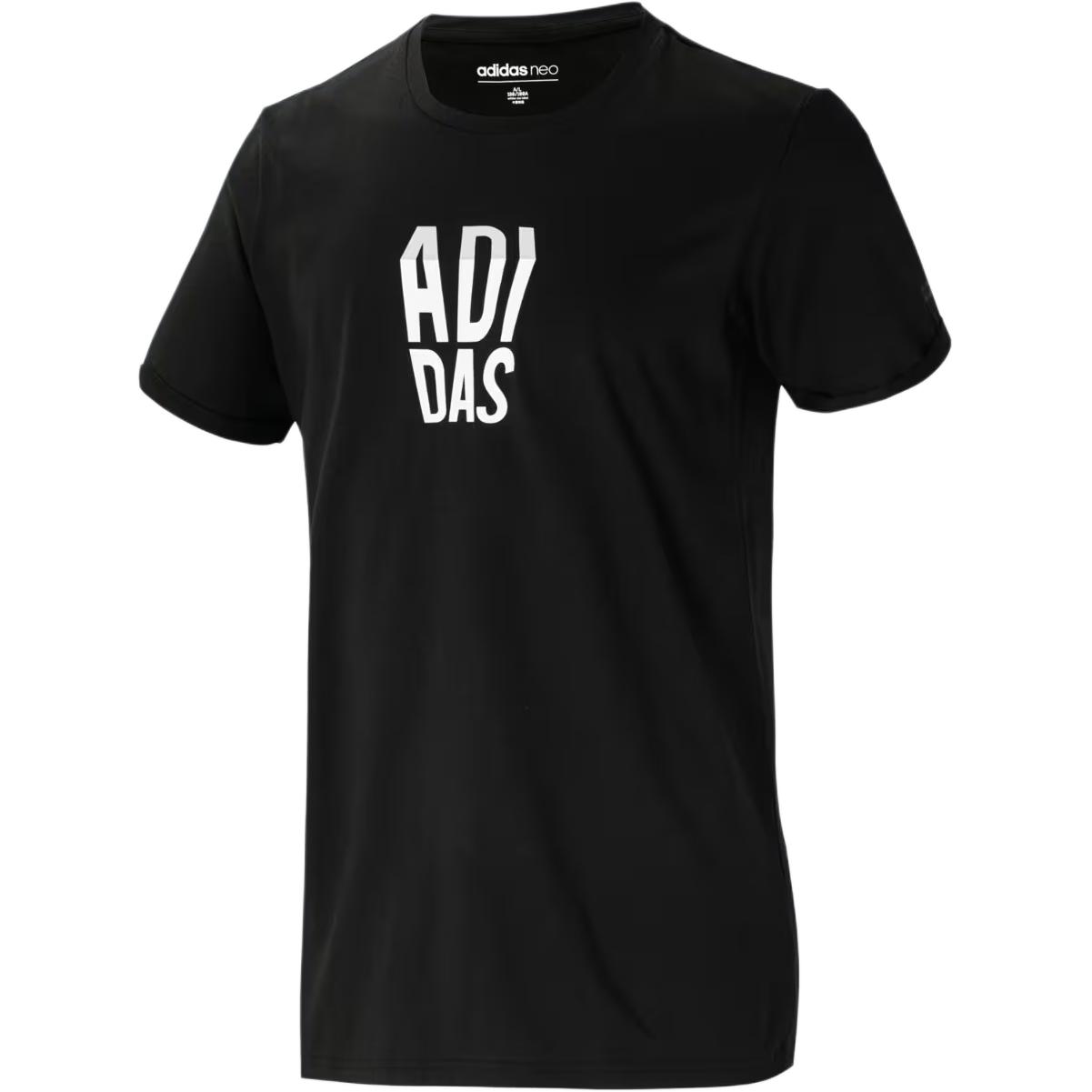 Adidas Neo Casual Series M Fav Slogan Round Neck Pullover Letter Short Sleeve T-Shirt Men T-Shirts Black DW8228 XL