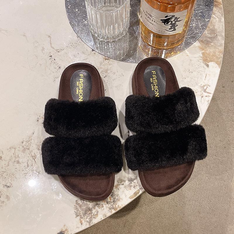 Thick Bottom Mao Mao Slippers Women Wear 2025 New Winter Cotton Slippers Fashion Internet Celebrity Explosion Versatile Mao Mao Drag