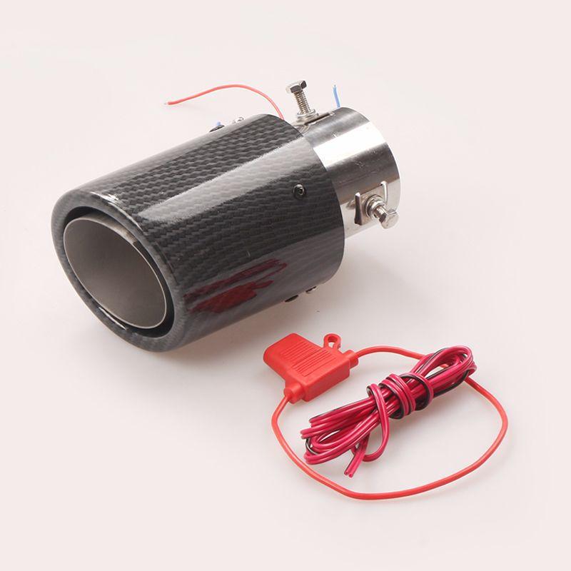 Furulu Universal Carbon Fiber Style Car Exhaust Muffler Pipe Tip LED Light Exhau