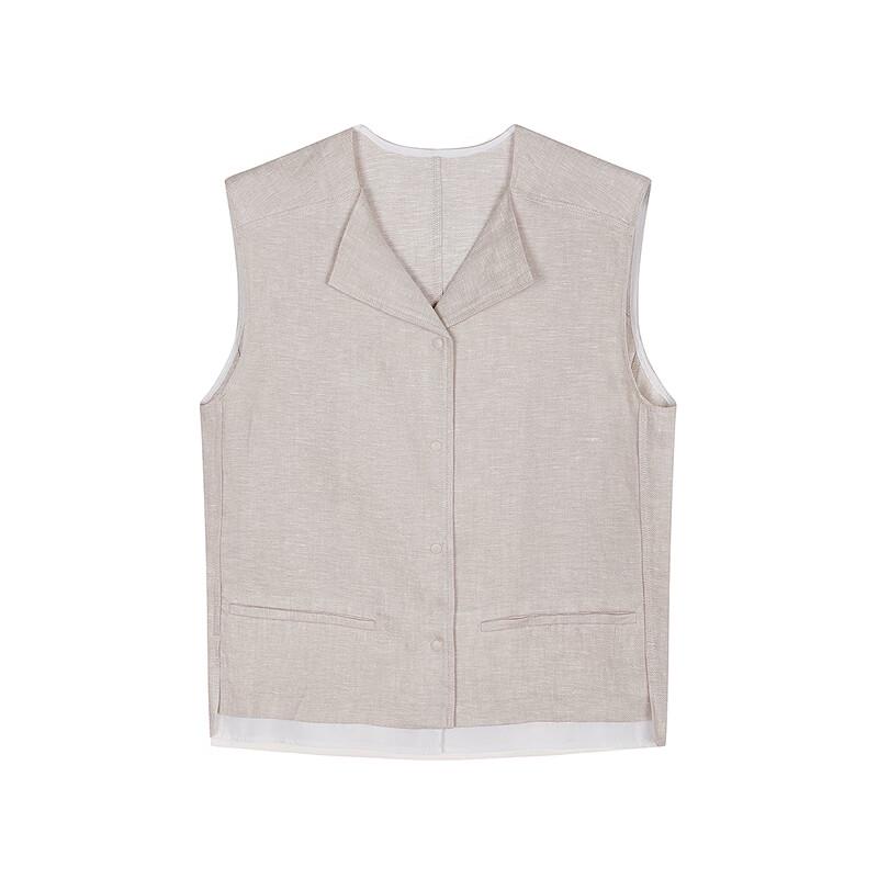 LESS 2025 Summer Straight Sleeveless Lapel Vest