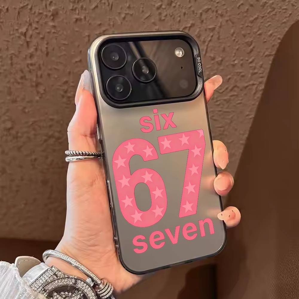 

67 six seven Phone Case For iPhone 17,16,15,14,13,12,11,Pro Max,Plus Candy Silver Cover iPhone17
