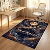 Celestial Cat Theme Soft Crystal Velvet Rug Custom Name & Text Print Non Slip Floor Rug for Bedroom Living Room