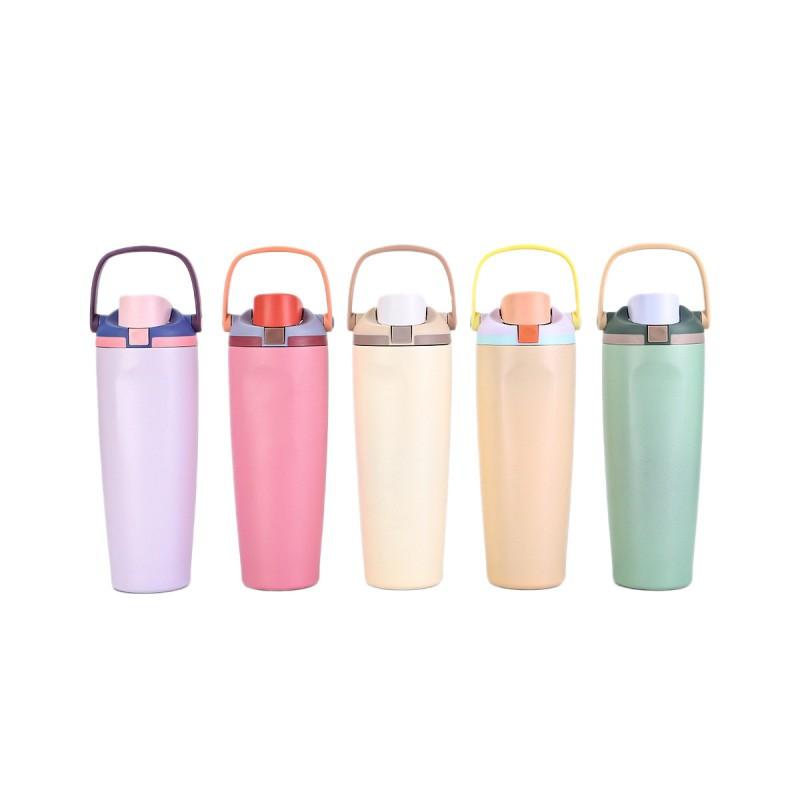 30oz Large Capacity Stainless Steel Vacuum Insulated Travel Mug With Flip Lid Straw Car Office Outdoor Use