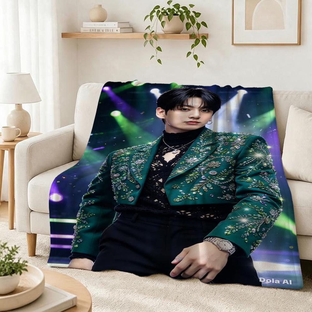 Stylish Man Yellow Jacket Portrait Pattern Blanket Warm Comfortable Fleece Blanket For Living Room Office Nap Lightweight Home Decor Halloween Gift