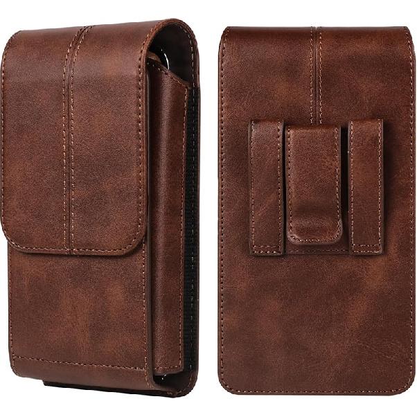 Кожаная кобура для мобильного телефона с держателем для карт, кожаная поясная сумка для мобильного телефона для мужчин, мужская поясная сумка-чехол с зажимом на ремень для смартфона для 7.2 INCH кофейный