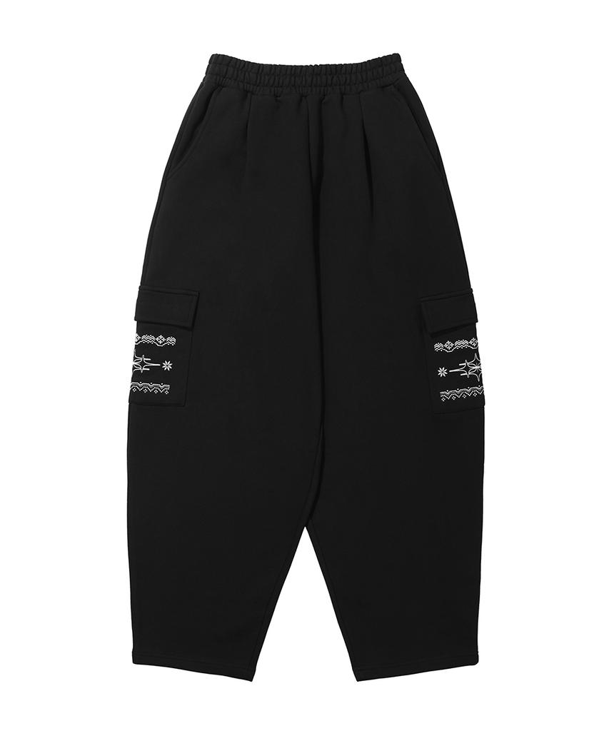 GAKKAI UNIONS Nostar One-Pleat Balloon Sweat Cargo Pants Black