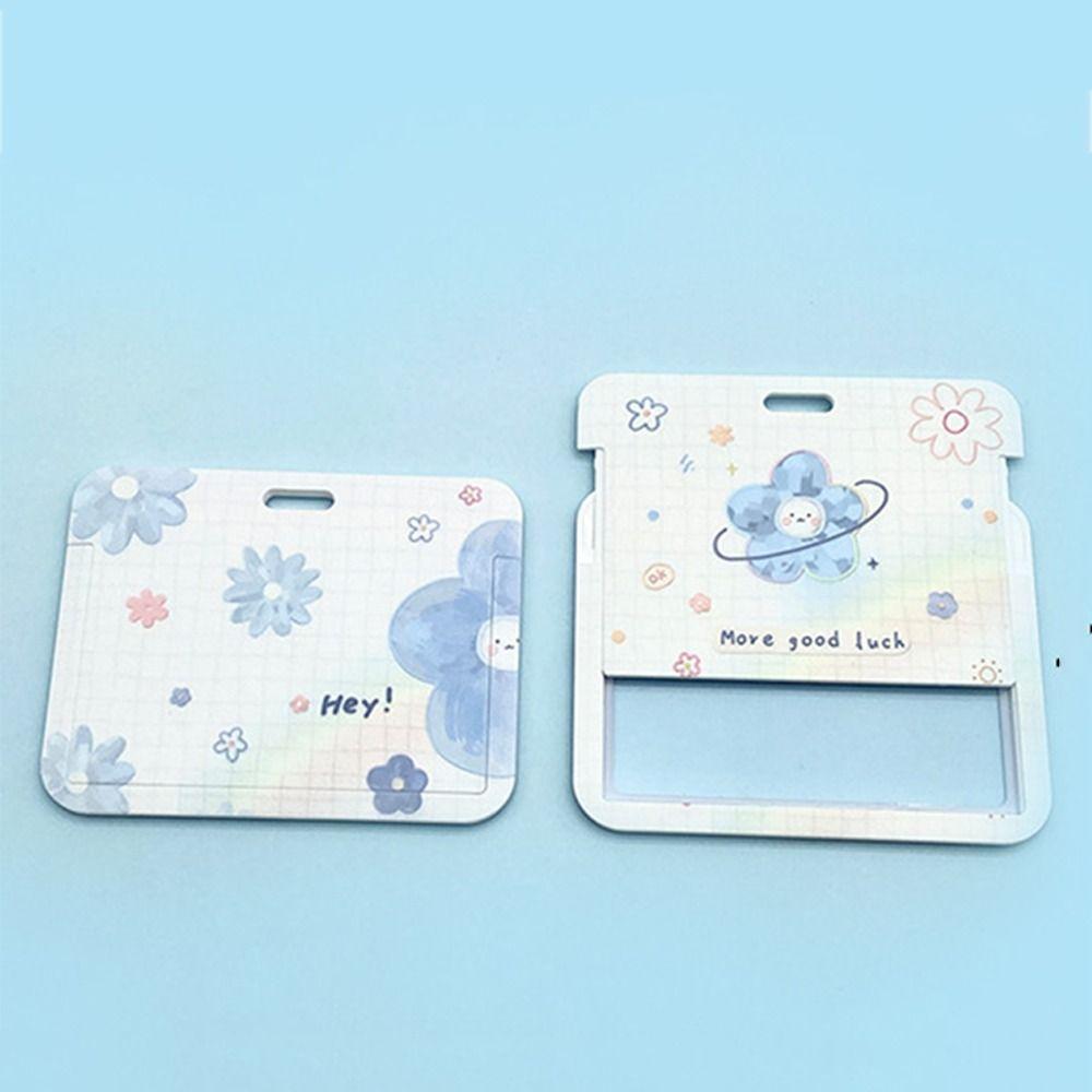 Cartoon Fresh Flower Card Holder Students Bus Card Access Card Case Credit ID Card Cover Lanyard Holders Cute Key Chains