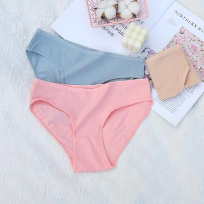 Ladies' Pure Cotton Underwear Precision Knickers Spun Triangle Solid Color Cute Girls' Plus Size Panties