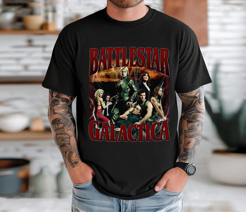 Battlestar Galactica T-Shirt Battlestar Galactica Retro T-Shirt Bootleg Rap Tee Vintage T-Shirt Geburtstagsgeschenke