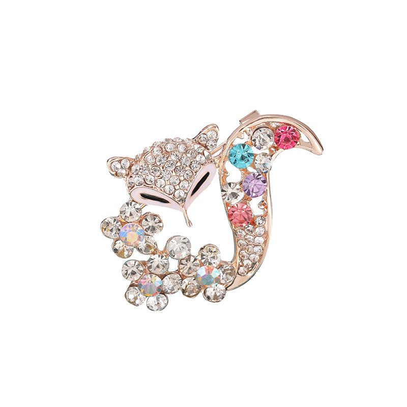 Pin Brooch Temperament Graceful Women 'S Stylish Wedding Wear Creative Fox Shape Rhinestone Inlaid BroochElegant Jewelry
