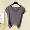 Solid Color V-Neck T-Shirts Made from Colorful for Spring And Summer