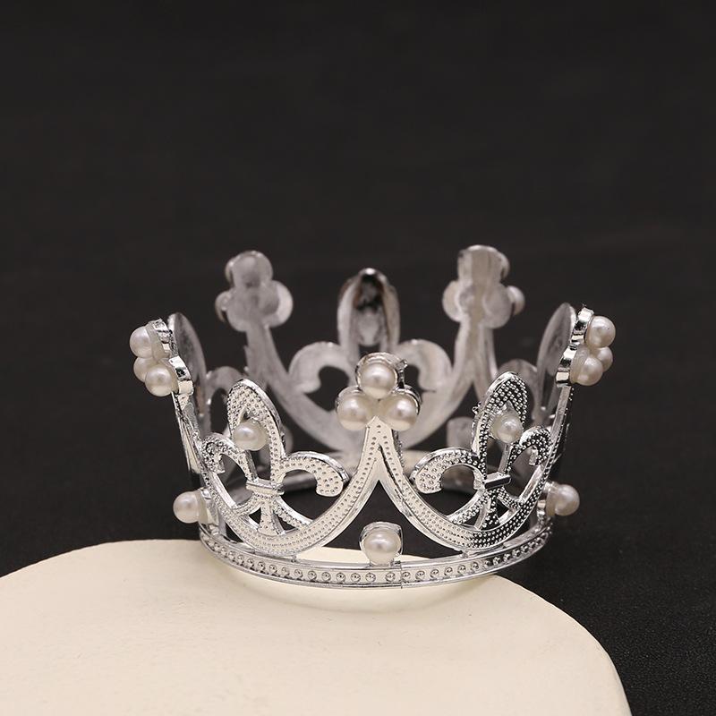 

Детская корона для торта, украшения для выпечки, аксессуары для дня рождения, жемчужный сплав, мини-головной убор, аксессуары для свадебных украшений