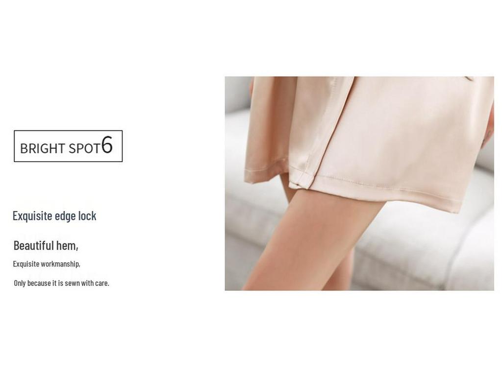 Women's Short-Sleeved Imitation Silk Pajamas and Bridal Morning Robe