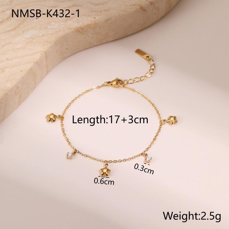 Edelstahlarmband mit 18 Karat vergoldetem Stern-Anhänger Zirkonia-Anhänger Eleganter Minimalistischer Damenschmuck