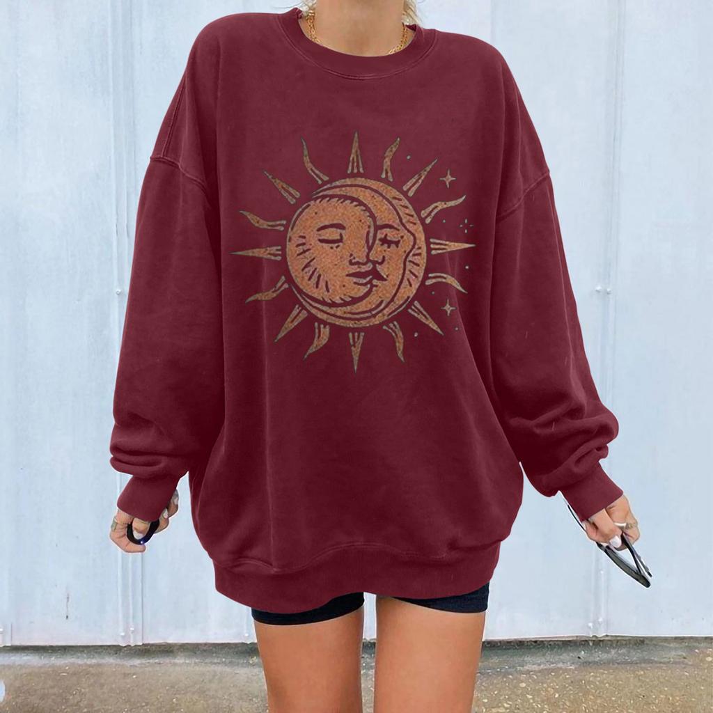Women's Tops Winter Sun Printing Sweatshirt Pullover Tops
