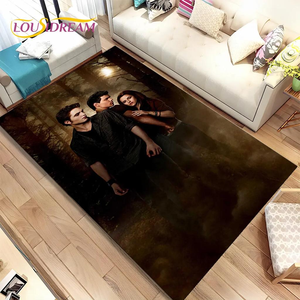 Tapete de Área Impresso em HD Saga Crepúsculo Grande, Tapete para Sala de Estar Quarto Sofá Capacho Decoração, Tapete de Chão Antiderrapante para Crianças