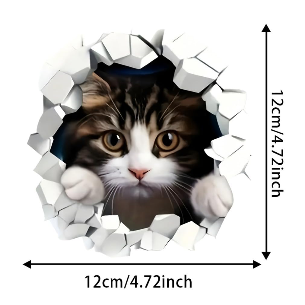 2 Pieces 12x12cm Realistic 3D Effect Peeking Cat Car Bumper Window Sticker for Truck