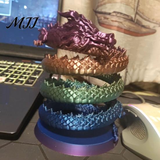 Auspicious Dragon Desktop Ornament Coiled Pen Holder, Chinese Style Pencil Unique 3D Printed Desk Decor Organizer, Stationery Storage Container
