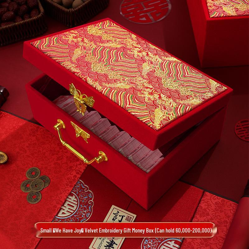 Double Layer Red Envelope Gift Box for Groom s Engagement High-end Wedding Engagement Cash Box