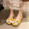 35-43 Large size women's shoes bow shallow mouth single shoes 2025 new spring and summer fairy style with skirt Doudou shoes