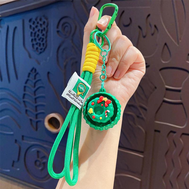 Cartoon Christmas Stress Relief Keyboard Keychain for Couples Bags Decorative Button Fidget Holiday Gift for Friends Family