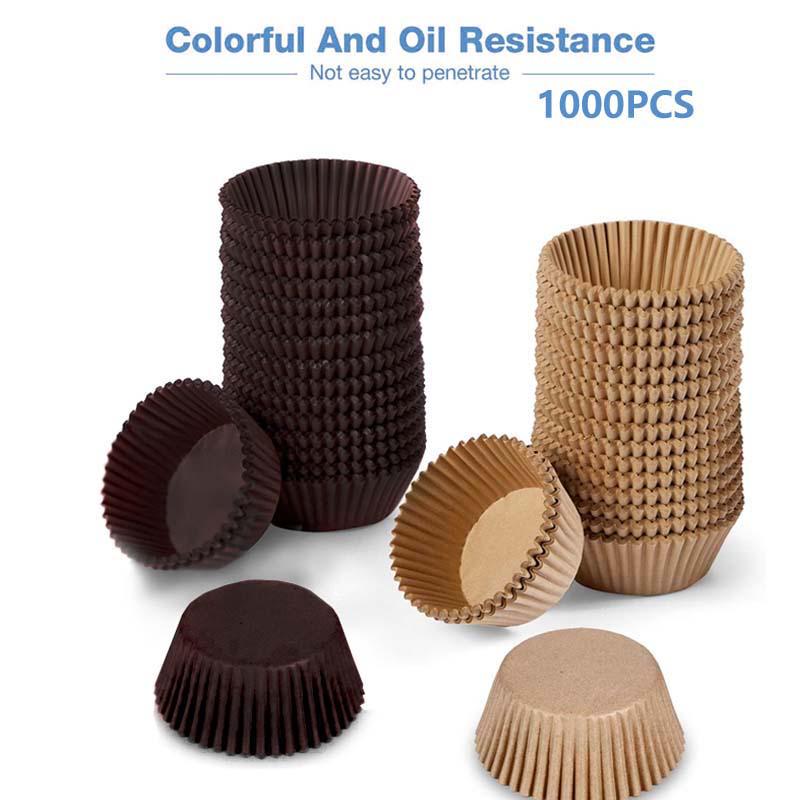 Natural Coffee Color Oil-Proof Paper Cake and Muffin Liners, Approx. 1000 Pieces