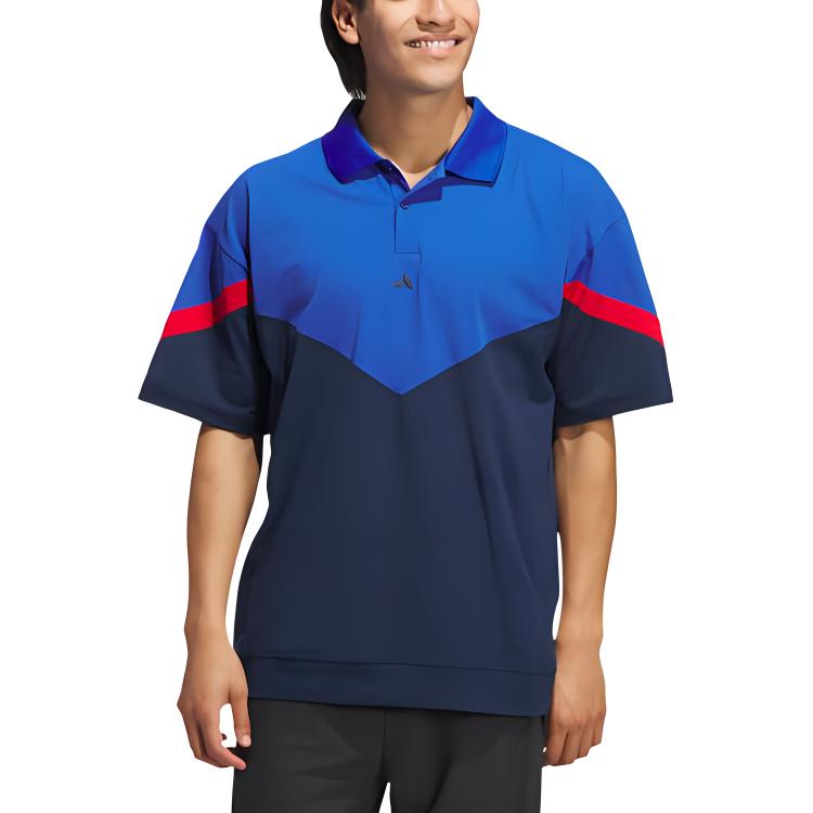 Adidas Ultimate365 Color Block Loose Breathable Comfortable Short Sleeve Polo Shirt Men Polo Shirts Royal-Blue IY5552