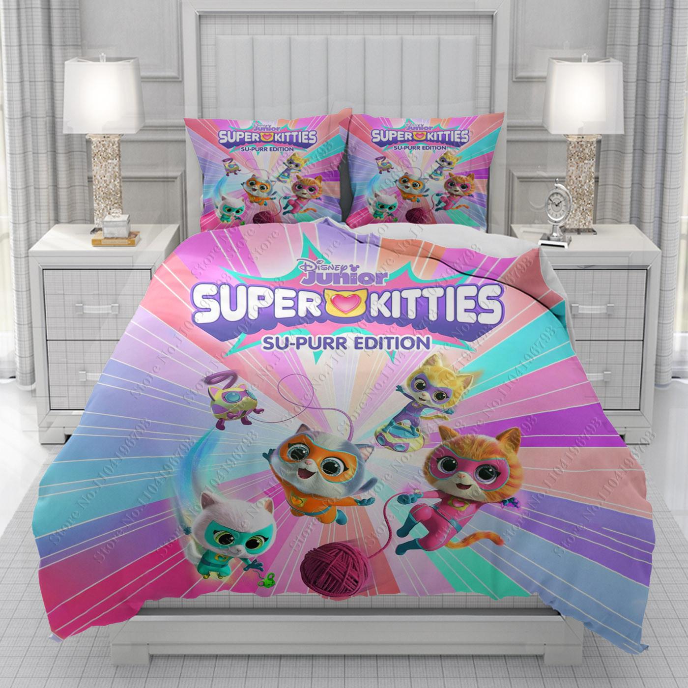 Super Kitties Duvet Cover men women/Children KID Printing cute cartoon Bedding Set  Comforter Bed Soft