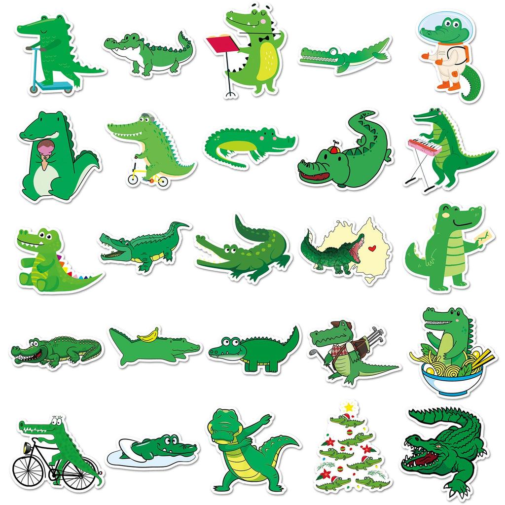 50 Crocodile Graffiti Cartoon Animal Stickers for Kids' DIY Phone Cases & Suitcases - Waterproof