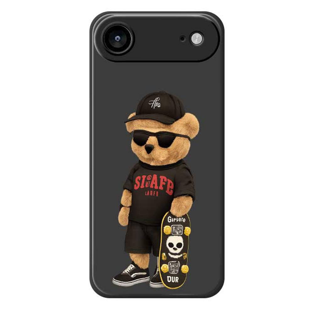 For iPhone 17 Air Case Cool Bear Pattern Printing Straight Edge TPU Phone Back Cover