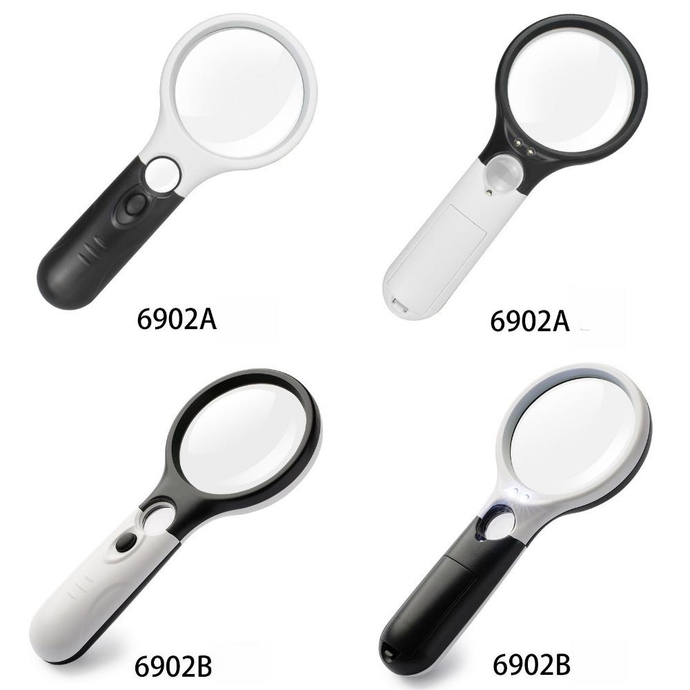 1PC handheld magnifying glass 45 times double lens reading portable large mirror high definition strong light LED