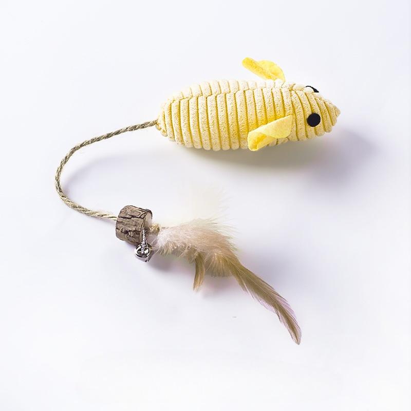 Simulation Mouse Cat Plush Toy Funny Self-hey Feather Sounding Kitten Toy Bite-resistant Interactive Cat Toy Supplies