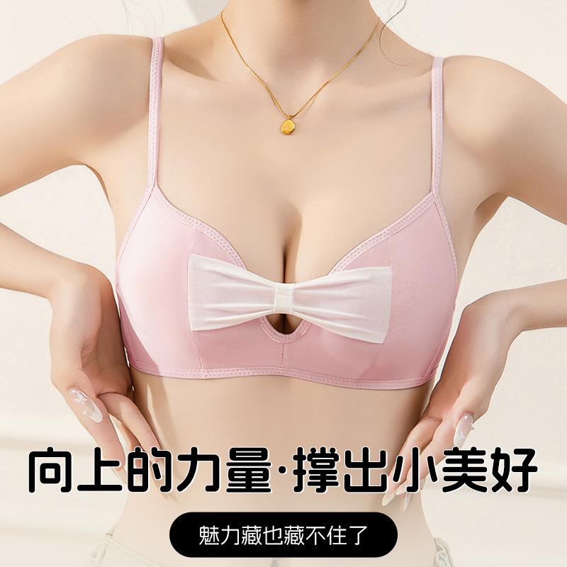 [Butterfly Flower] Summer Underwear Simple Anti-sagging Small Breasts Gather Underwear Adjustment Sexy Bra