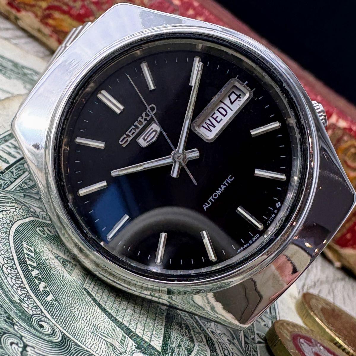 [Calm Atmosphere] SEIKO5 Men s Automatic Black Dial Vintage Antique