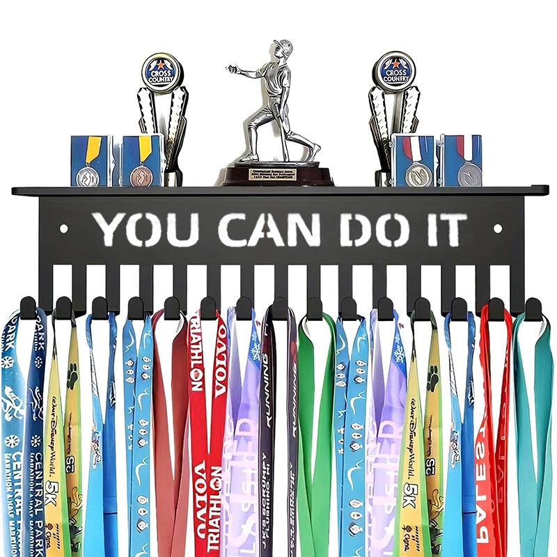 Металлическая стойка для медалей, держатель для медалей, настенный, большой вместимости, держатель для наград для соревнований, футбола, баскетбола, спорта, карате чёрный