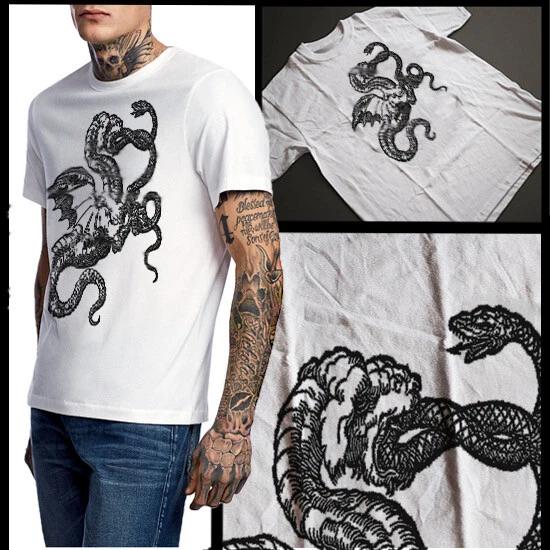Goth Medieval Drago, Snake T-shirt Vintage Occult Victorian Era Occult Fantasy XL
