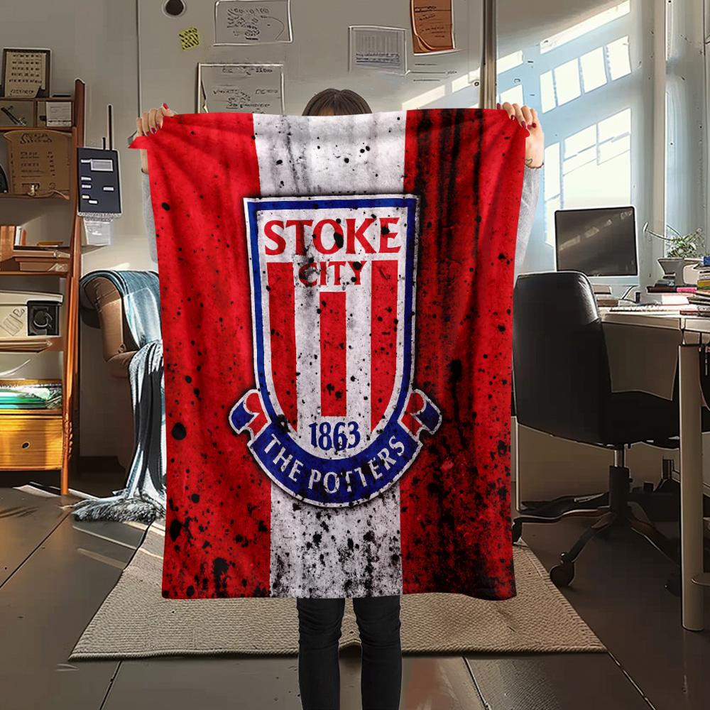 Stoke City Football Club Flanelldecke mit Aufdruck, Hohe Qualität, Bequem für alle Jahreszeiten, Heimdekoration, Wärme und Komfort