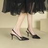 3-Pointed thin heel leather high heels bag head empty rivets high heel polka dot shoes are not tired feet single shoes