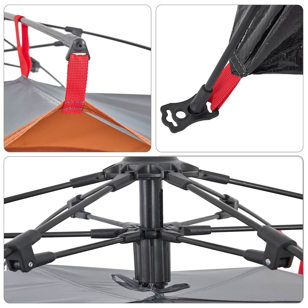 Dome Camping Tent for 3 Persons Grey and Orange Quick Release System