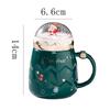 Santa Claus Ceramic Coffee Mug with Creative Snow Globe Lid Afternoon Tea Flower Tea Cup Home Breakfast Milk Mug Christmas Gift