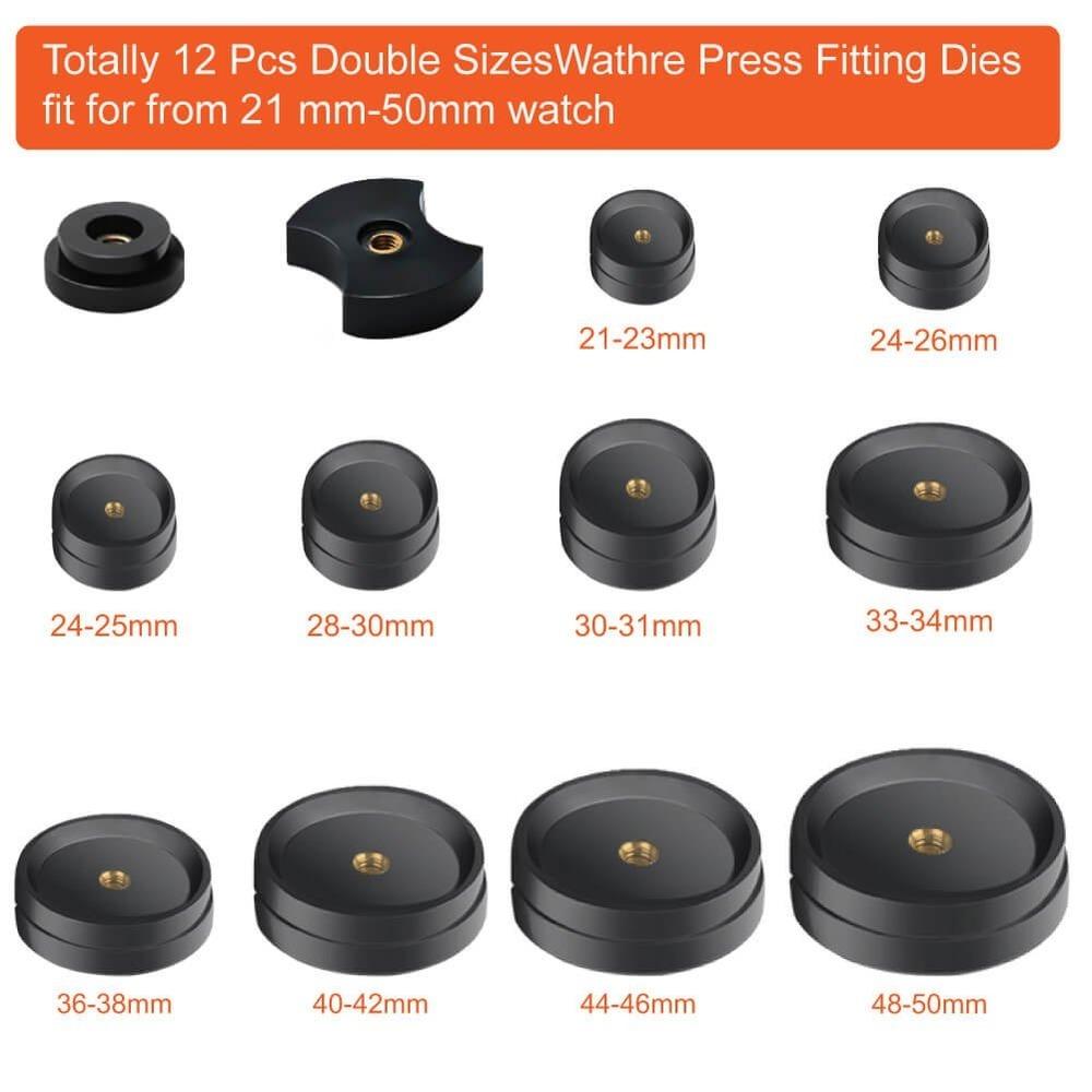 16Pcs Watch Press Tool Battery Replacement Tool Kit And Fitting Dies For Watch Back Remover Closer Repair Rear Cover Open