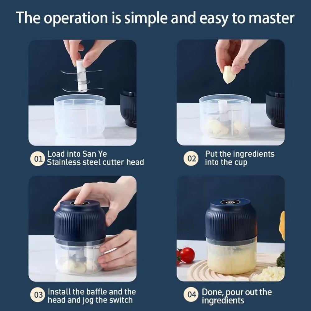 Portable Electric Vegetable Chopper Wireless Kitchen Food Chopper Ginger Processing