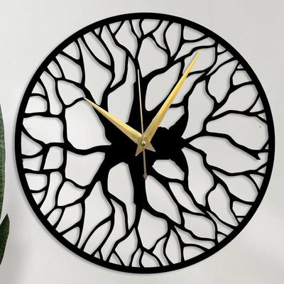 Metall Wanduhr für Wohnzimmer & Heimdekoration - Stilvolle Uhr mit Zahlen - Große Größe & Wandschmuck - Schwarz