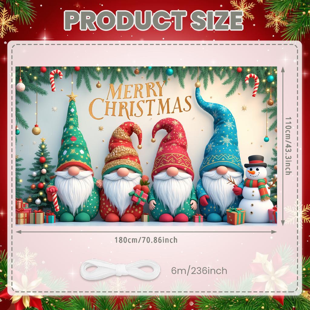 Photo Prop Cozy Design Santa Claus Banner Festive Decor Colorful Lights Christmas Banner For Home Decoration Event Decor Indoor