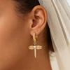 Vintage Dragonfly Shiny Drop Earrings Women Stylish Unique Dangle Earrings Chic Fun Party Banquet Daily Wear Jewelry Accessories