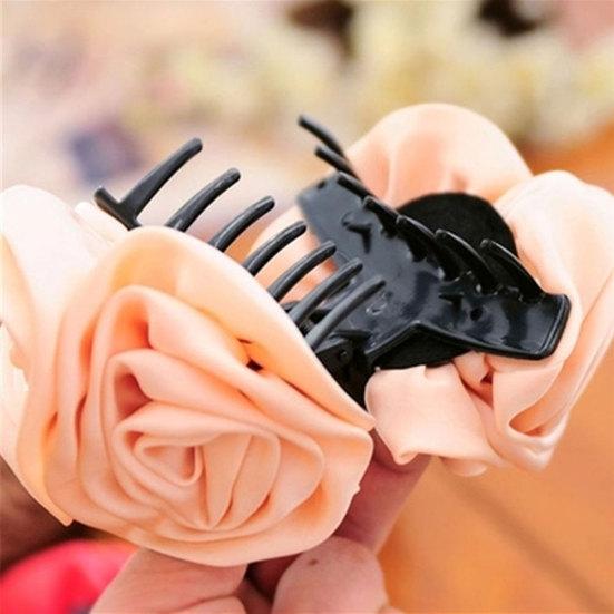 Fashion Cloth Rose Flower Hairpin Hair Claw Clip Women Barrette Accessories